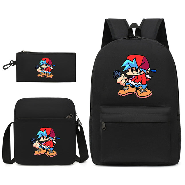 2021 Friday night backpack shoulder bag pencil case three-piece canvas schoolbag set