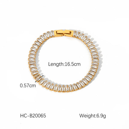 Cross-Border European and American Zircon Necklace Jewelry Women's High-End Versatile Clavicle Chain Full of Diamonds Stainless Steel Bracelet Titanium Steel Hand Jewelry