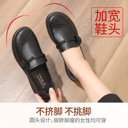 2026 Mom's Shoes for Middle-Aged and Elderly Women, Spring and Autumn Single Shoes with Soft Soles, Non-Slip, Comfortable New Style Soft Leather Shoes
