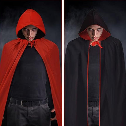 Black-faced Double-layer Children's Halloween Cross-border Adult Cloak Cape Collar Death Makeup Costume Props Red Cloak