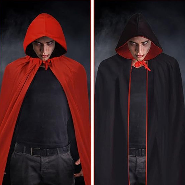 Black-faced Double-layer Children's Halloween Cross-border Adult Cloak Cape Collar Death Makeup Costume Props Red Cloak