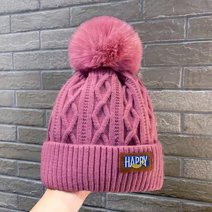 Women's Winter fleece-lined Warm Wool Hat Women's Winter Fashionable Fur Ball Knitted Hat Korean Style Fashionable All-match Thickened Cold-proof Hat