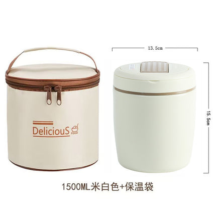 304 Stainless Steel Insulated Lunch Box Office Worker Lunch Box Portable Extra Long Insulated 12-Hour Insulated Bucket with Soup Bowl