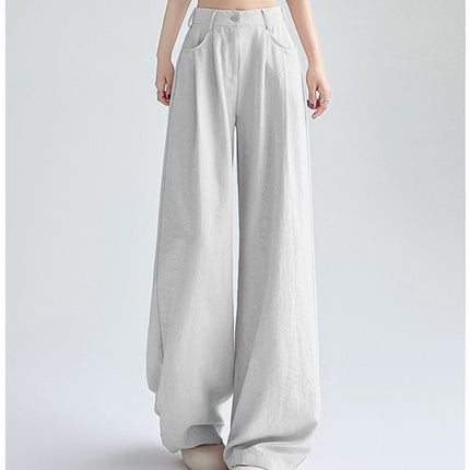 Cool Summer Thin Drapey Ice-Cold Suit Wide-Leg Pants for Women Straight Loose Floor-Length Pants Yamamoto Pants