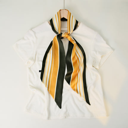2025 European and American-style Beveled Silk Scarf Cross-border Silk Cashew Dot Long High-end Ribbon Scarf Women's Belt