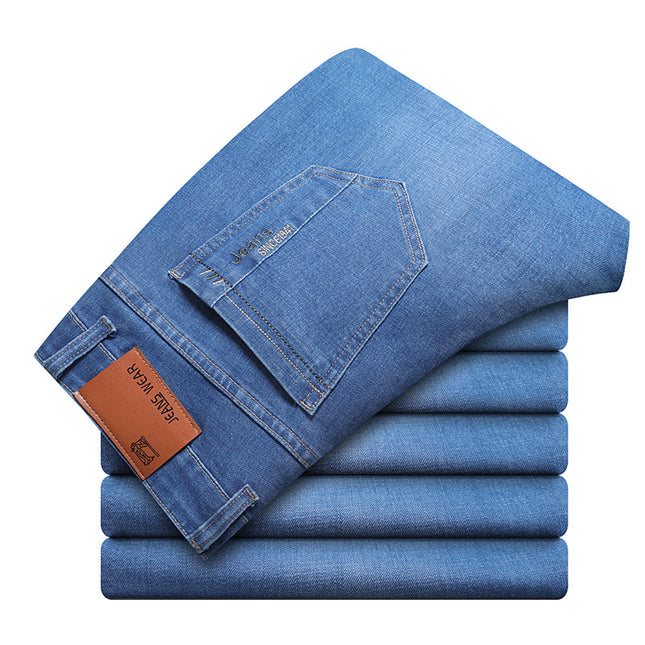 Summer Thin Jeans Men's Loose Straight Middle-aged Spring Middle-aged Men's Clothing Dad's Clothing Men's Casual Pants
