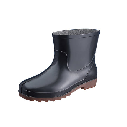 Low Heel Round Toe Wear-resistant Plastic Rain Boots Autumn Non-slip Short Tube Cotton Rain Boots Special PVC Beef Shoes for Men