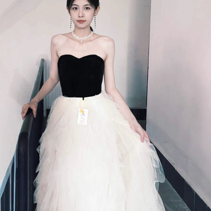 French Style Light Wedding Dress Tube Top High-end Light Luxury Banquet Tube Top Evening Dress Adult Ceremony Birthday Performance Princess Tutu Dress