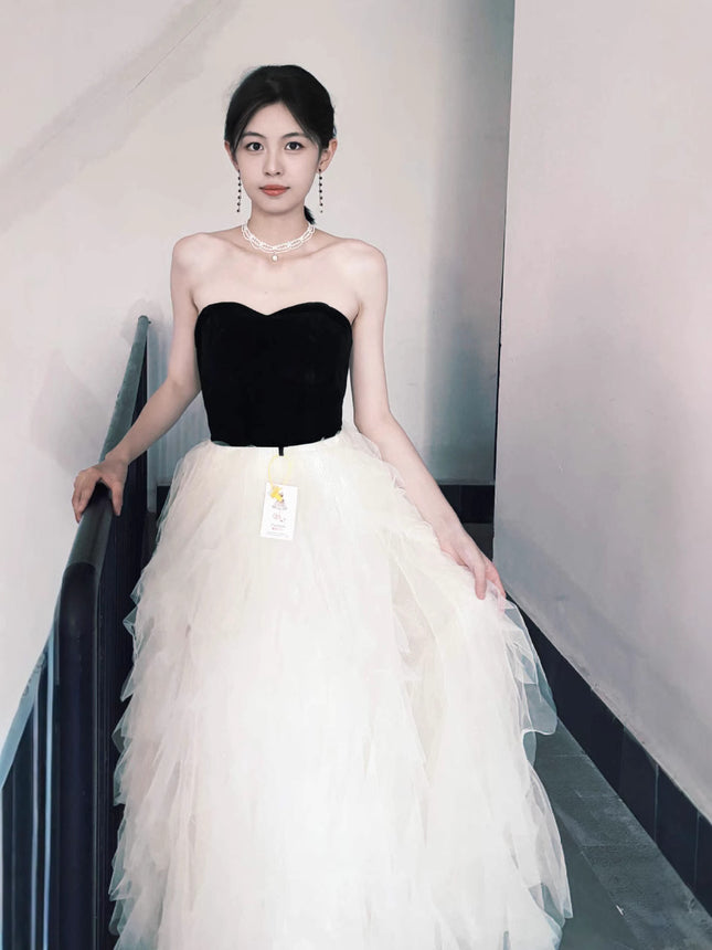 French Style Light Wedding Dress Tube Top High-end Light Luxury Banquet Tube Top Evening Dress Adult Ceremony Birthday Performance Princess Tutu Dress