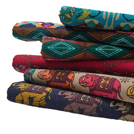 Hemp Cotton Digital Printed Fabric Yunnan Lijiang Retro Bohemian Fabric Hotel Pillow Bar Tablecloth