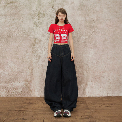American Scimitar Jeans for Women 2025 Summer New Straight-Leg Loose High-Waist Slimming Wide-Leg Floor-Length Pants