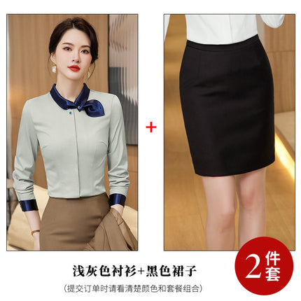 Stewardess Business Dress Shirt Hotel Front Desk Work Clothes suit Female Beautician Clothing Real Estate Consultant Women's Clothing suit