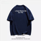 [front and back E] navy blue quality heavy cotton / M