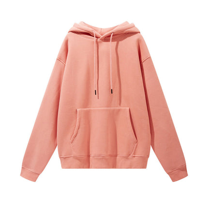 Men's Autumn and Winter 345g Pure Color Hoodie Thickeneded and Velvet Oversize Brushed Men's Hooded Sweatshirt Thickeneded and Warm