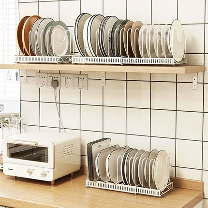 Cross-Border Popular Retractable Dishware and Pot Rack Kitchen Dish Rack Storage Rack Cabinet Plate Pot Storage Rack