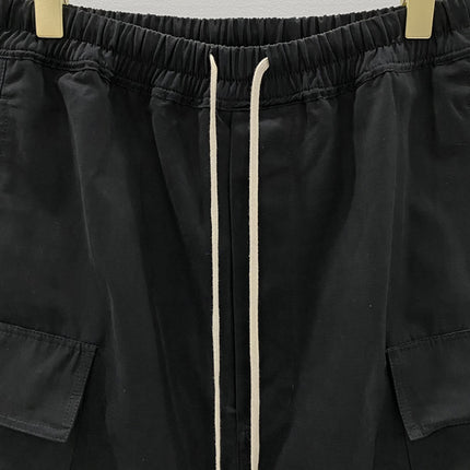 SUBHUMAN Men's, European and American Style Classic Tooling Double Pocket Five-point Harlan Pants Black