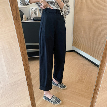 Origami Pants! Imported Super Cotton Slightly Wrinkled Paper-Feel Hip-Covering Straight Casual Pants!
