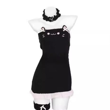 "cat ear sweetheart" black sweet kitten sweet rabbit cp plush tight hip skirt cute play clothes cos clothes