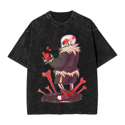 Annoying Dog Game Frisk t Shirts Hip Hop Washed Cotton Overs