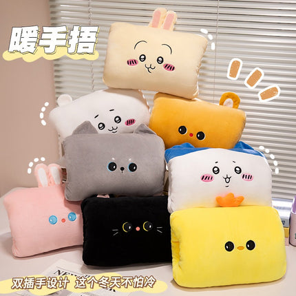 Cartoon winter warm hand pillow can be inserted cute plush toy doll pillow learn girls warm hand doll