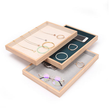 Bamboo and Wood Jewelry Tray Bracelet Mobile Phone Glasses Necklace Jewelry Counter Display Viewing Tray Jewelry Jade Display Rack