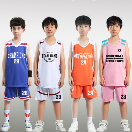 Children's Basketball Uniform Set Men's Basketball Team Uniform Jersey Basketball Training Camp School Sports Meeting Children's Basketball Team Uniform Number Printing