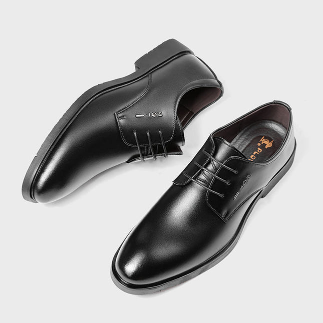 Leather Shoes Men's Cowhide Business Dress Men's New Year Black Hollow Soft Bottom Casual Height Increasing Men's Shoes Groom's Wedding Shoes