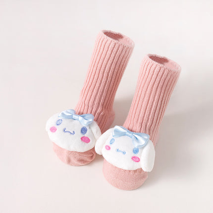 Children's mid-tube socks autumn and winter combed cotton boneless toddler socks cartoon doll dispensing non-slip baby floor