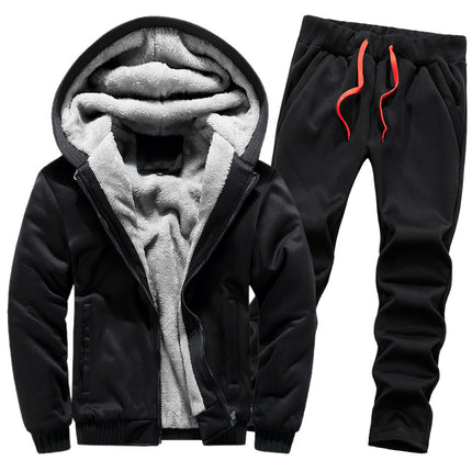 Cross-border Fleece Sweater Set Men's Thickened Warm Winter Cardigan Camouflage Two-piece Sports Casual Large Size Suit