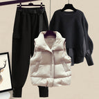 White vest + black sweater + black pants [three-piece set] / M [recommended 40-50kg ]