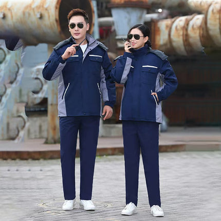 Winter Cotton Workwear Autumn and Winter Stain-Resistant Tops with Removable Lining Anti-Static Labor Protection Clothing Manufacturer Wholesale Workwear
