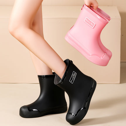 Japanese and Korean Fashion Drawstring Rain Boots for Women, Adventure Outdoor Rainy Season Splash-Proof Water Shoes, Trendy Women's Rubber Shoes