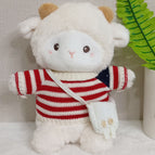 Red and white striped sweater + white bag / About 23cm