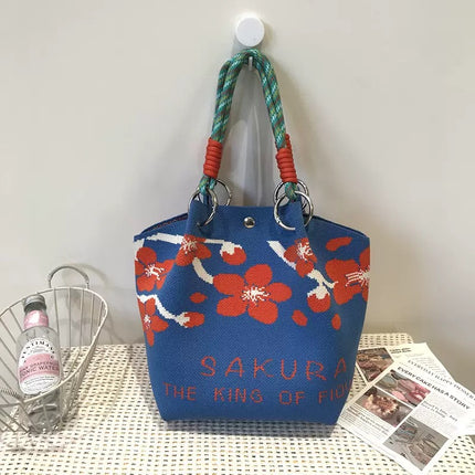 Korean Style New Ins Knot Handbag Spring and Autumn Portable Bucket Bag Travel All-match Small Large Capacity Handbag