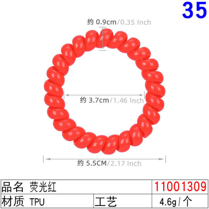 Outer Diameter 4cm Black Phone Cord Hair Tie Korean Hair Tie Hair Rope Transparent White Rubber Band Wire Coil Headwear