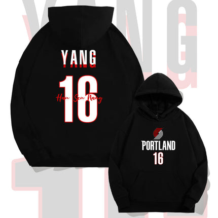 Trailblazer Yang Hanssen No. 16 Fan Hooded Pullover Sweatshirt for Young Men, Autumn Men's Long-Sleeve Jacket Top