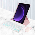 [Backlight] 360 Pink Protective Cover Square Key Ordinary Backlit Keyboard to Send Same Color Mouse [Excluding Stylus]]