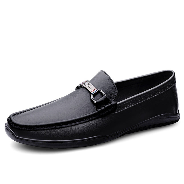 2025 Slip-on Middle-aged Peas Shoes Comfortable First Layer Cowhide Soft Leather Soft Bottom Breathable Casual Leather Shoes Loafers