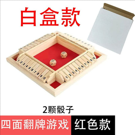 Double-sided Digital Four-sided Flip Card Game Chess Children's Parent-child Table Game Bar Party Drinking Wine Order Wooden Toy