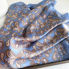 Large and small cashew blue silk scarf square scarf