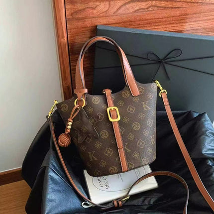 Women's 2025 New Bucket Bag, Light Luxury Fashion Handbag, Color-Block Versatile Shoulder Crossbody Bag