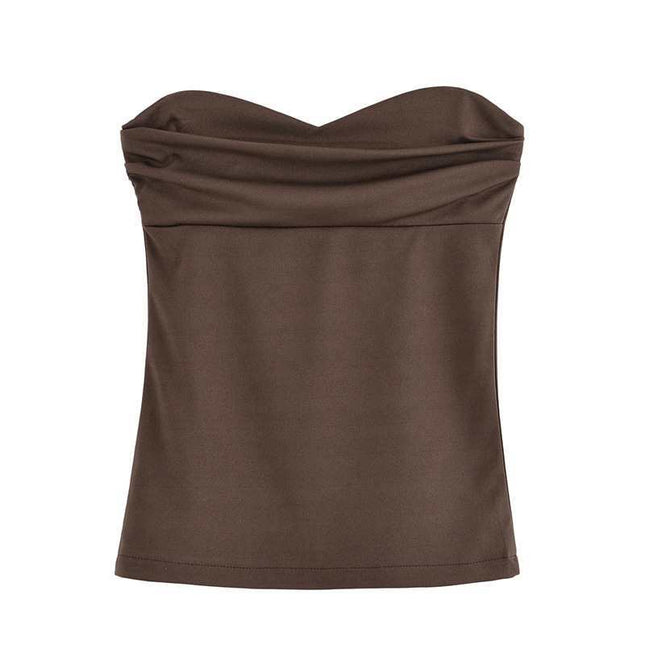 New Strapless Design Versatile Slimming Suit Spring Top Wide-Leg Pants Niche