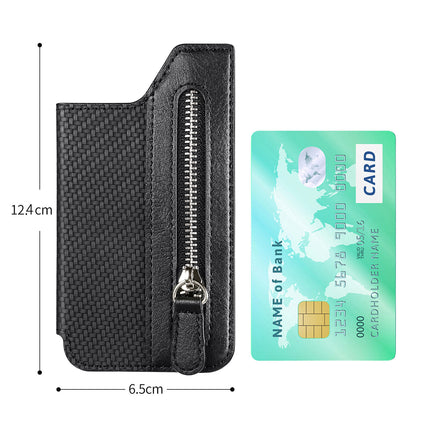Hot selling mobile phone card bag card holder left and right flap multi-card holder zipper mobile phone bag creative personality back card bag