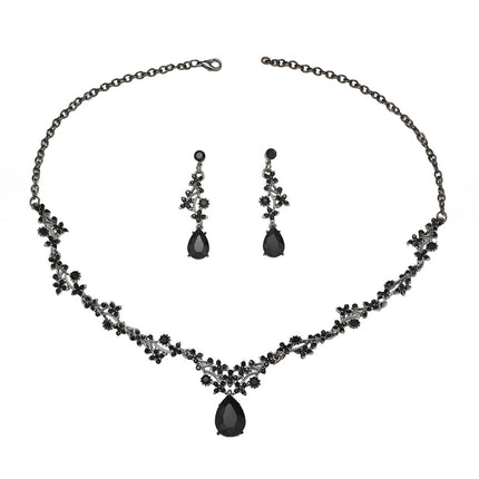 Jewelry Set Chain Crystal Diamond Gift Set Bridal Wedding Necklace Earrings Two-Piece Set Factory Direct Sale