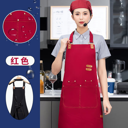 Red Apron for Weddings and Celebrations, Customized with Logo Printing, Suitable for Wedding Banquets, Festive Workwear, and as a Helper Apron