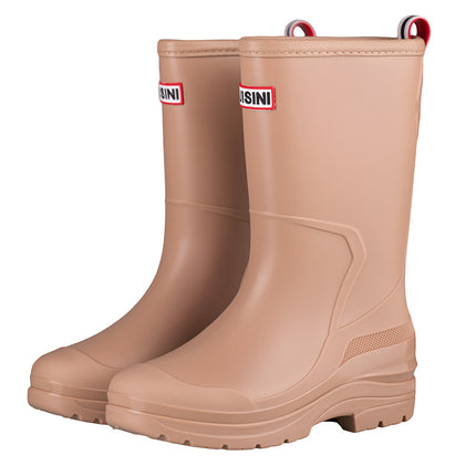 Women's High-Top Rain Boots for Beach Camping, Waterproof, Non-Slip, Korean Style, Sweet Thick-Soled Fashion Water Shoes with Drawstring Closure