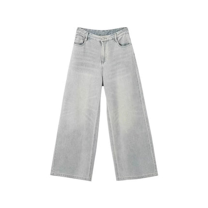 American Retro High Waist Jeans Women's Spring and Autumn Loose Mop Pants Straight Leg Pants Fashionable All-match Wide Leg Pants