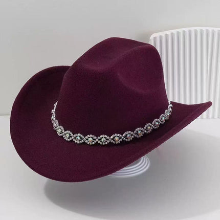 Solid Color Light Board Felt Western Cowboy Hat Outdoor Autum Hat Women's Simple French Hat Men's High-End
