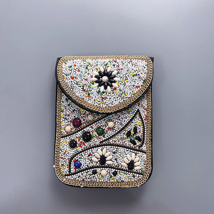 Bohemian Women's Mobile Phone Bag Xinjiang Inner Mongolia Yunnan Tourist Souvenirs Retro Heavy Industry Rice Bead Shoulder Bag
