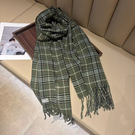 Classic Small Plaid Scarf for Women, New Winter Retro British Style, Warm Neck Protection, Cold-Proof, Thickened Trendy